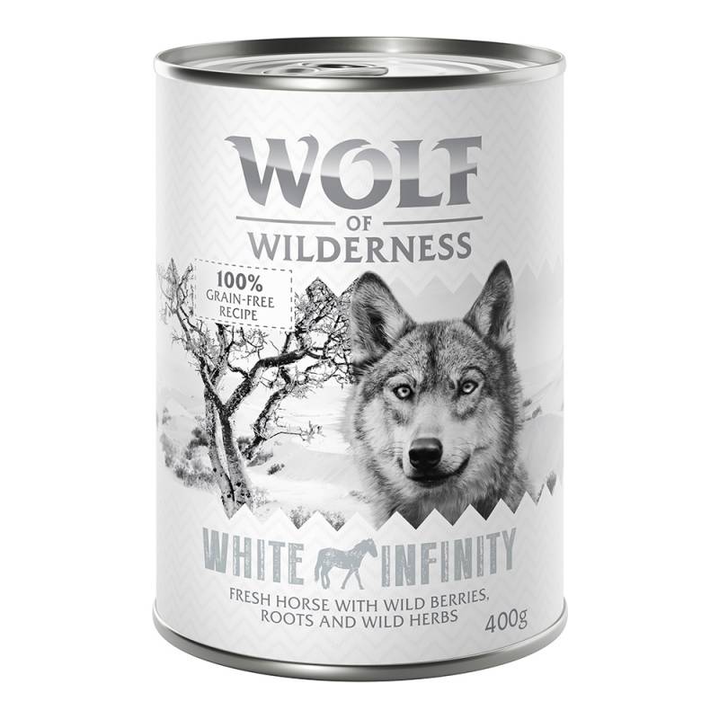 Sparpaket Wolf of Wilderness Adult - Single Protein 24 x 400 g / 800 g 24 x 400 g: White Infinity - Pferd von Wolf of Wilderness