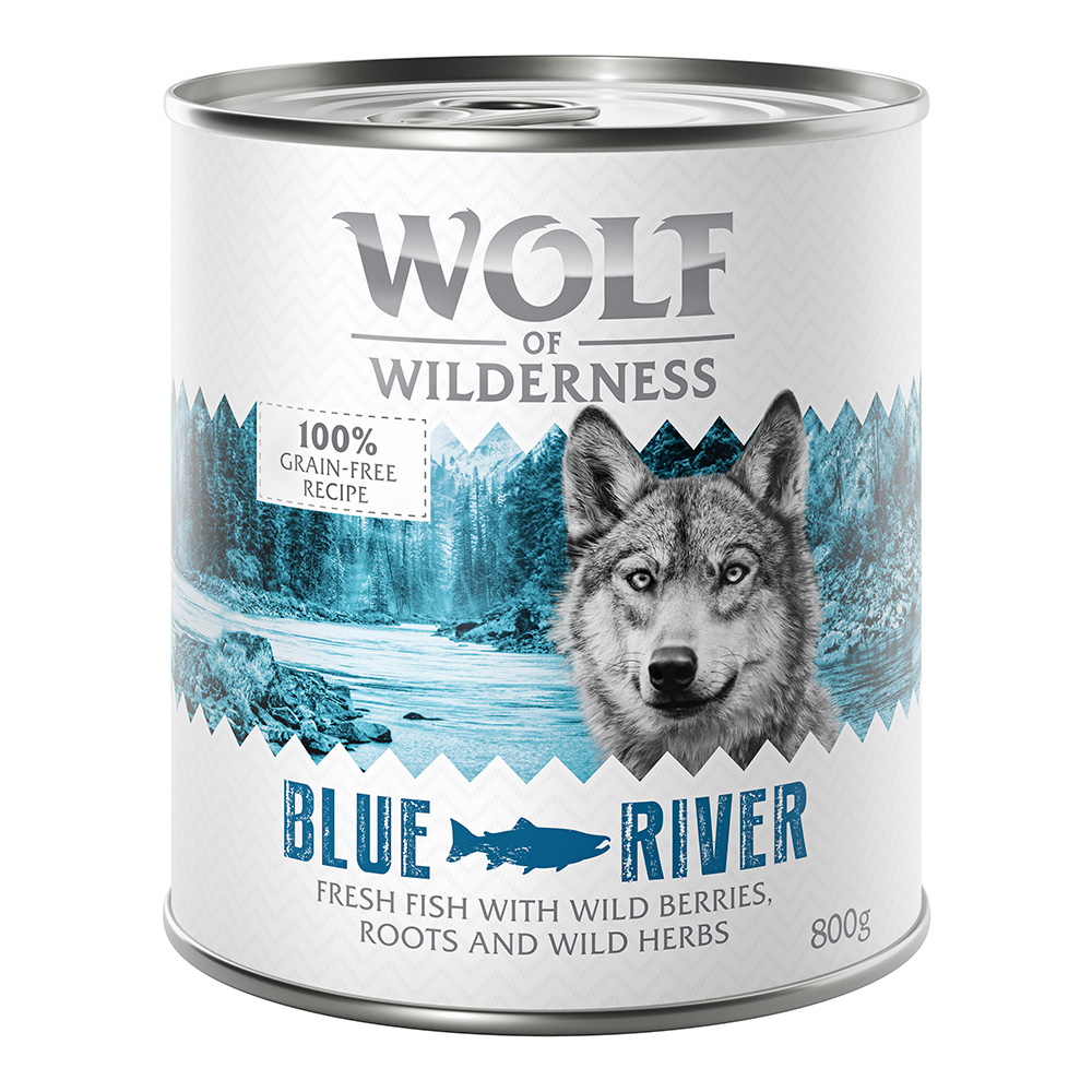 Sparpaket Wolf of Wilderness Adult - Single Protein 24 x 400 g / 800 g 24 x 800 g: Blue River - Fisch von Wolf of Wilderness