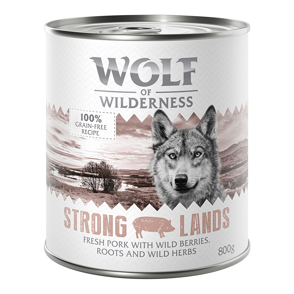 Sparpaket Wolf of Wilderness Adult - Single Protein 24 x 400 g / 800 g 24 x 800 g: Strong Lands - Schwein von Wolf of Wilderness
