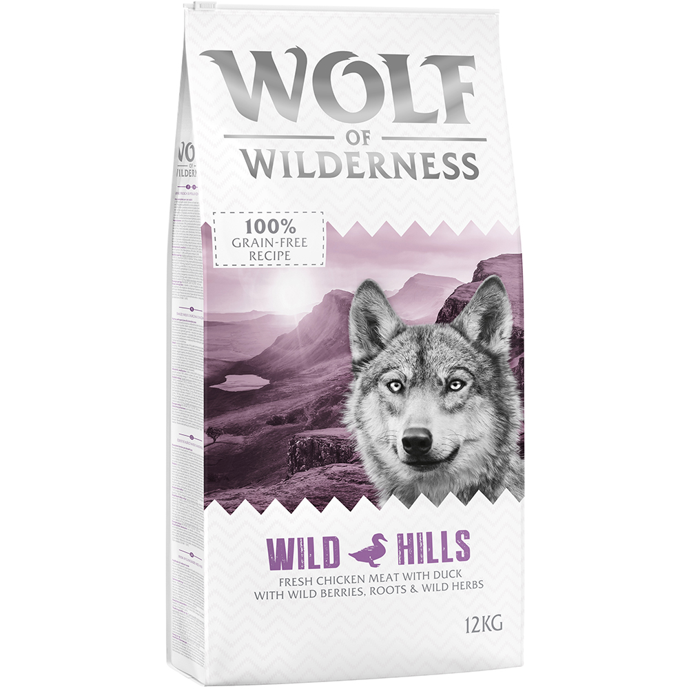 Wolf of Wilderness Adult "Wild Hills" Ente - getreidefrei - Sparpaket: 2 x 12 kg von Wolf of Wilderness