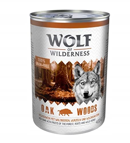 Wolf of Wilderness Erwachsenen-Sparpackung, 24 x 400 g, Eichenholz, Wildschwein von Wolf of Wilderness