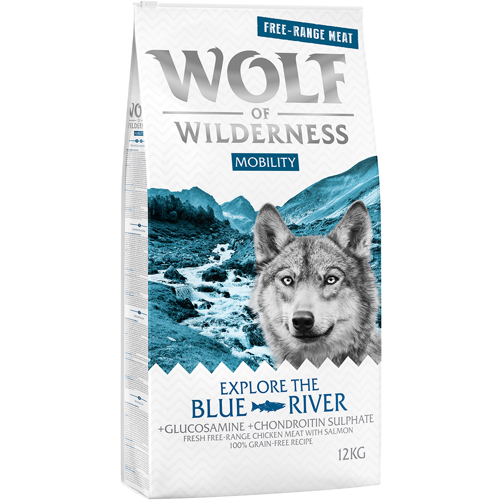 Wolf of Wilderness "Explore The Blue River" Mobility - Freilandhuhn & Lachs - Sparpaket 2 x 12 kg von Wolf of Wilderness