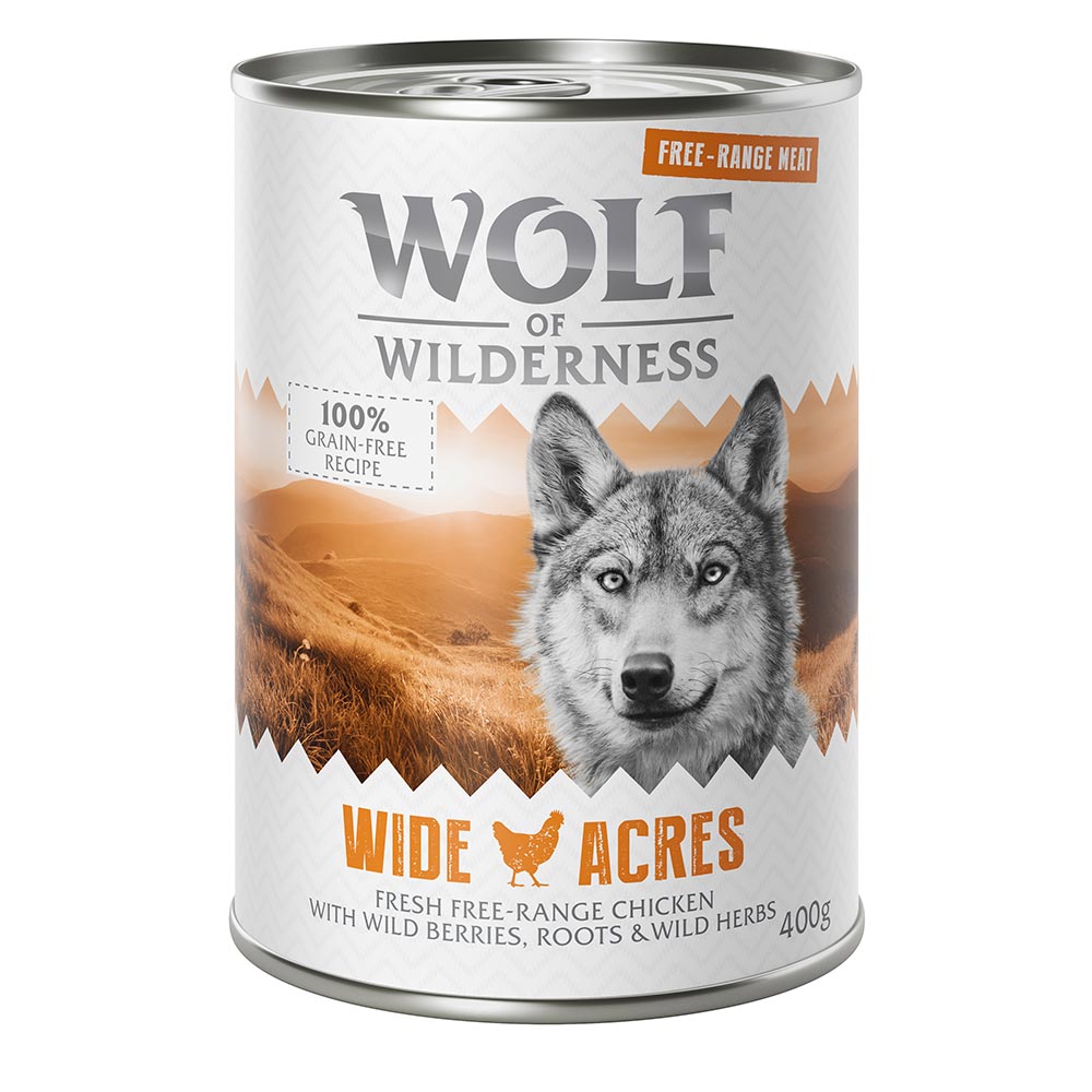 Wolf of Wilderness 6 x 400 g - "Freiland-Fleisch" Single Protein - Wide Acres - Freiland-Huhn von Wolf of Wilderness