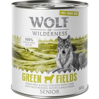 Wolf of Wilderness "Freiland Fleisch" Senior 6 x 800 g - Green Fields - Freiland Lamm & Huhn von Wolf of Wilderness