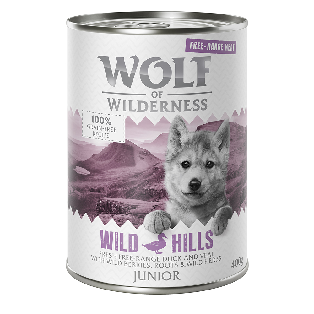 Wolf of Wilderness JUNIOR - Freiland-Ente & -Kalb - 6 x 400 g von Wolf of Wilderness