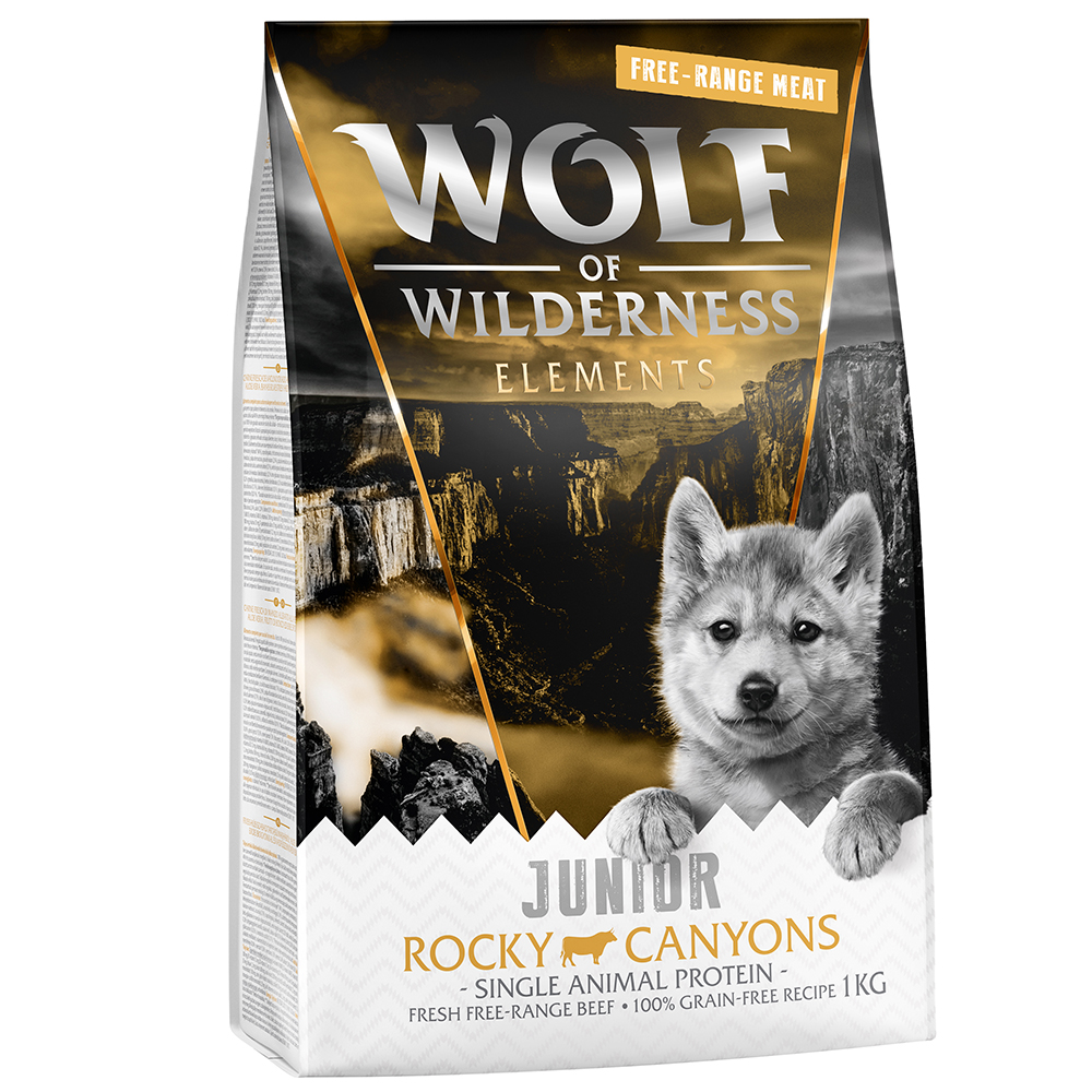 Wolf of Wilderness JUNIOR "Rocky Canyons" Freiland-Rind - getreidefrei - 1 kg von Wolf of Wilderness