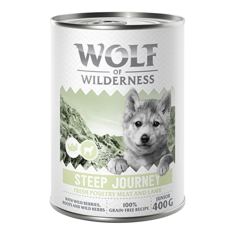Wolf of Wilderness Junior - mit viel frischem Geflügel 6 x 400 g - Steep Journey - Geflügel mit Lamm von Wolf of Wilderness