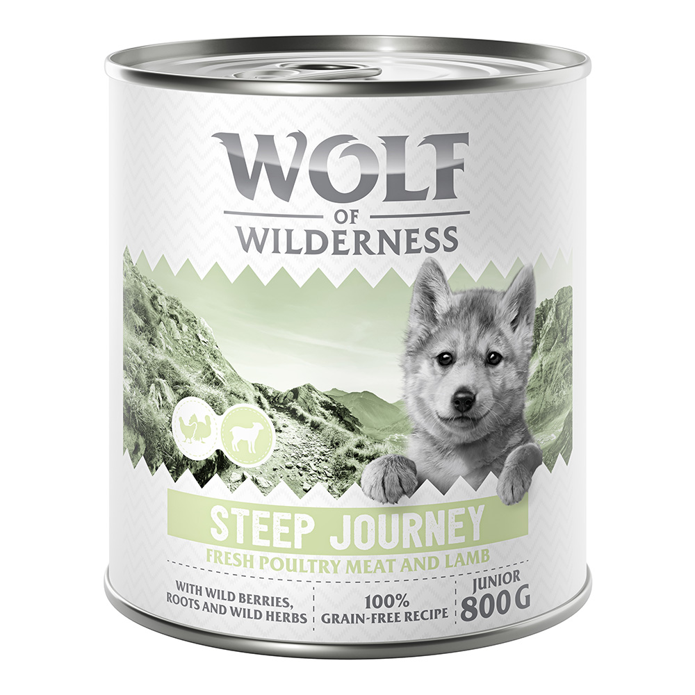 Wolf of Wilderness Junior - mit viel frischem Geflügel 6 x 800 g - Steep Journey - Geflügel mit Lamm Wolf of Wilderness Junior - mit viel frischem Geflügel 6 x 800 g - Steep Journey - Geflügel mit Lamm von Wolf of Wilderness