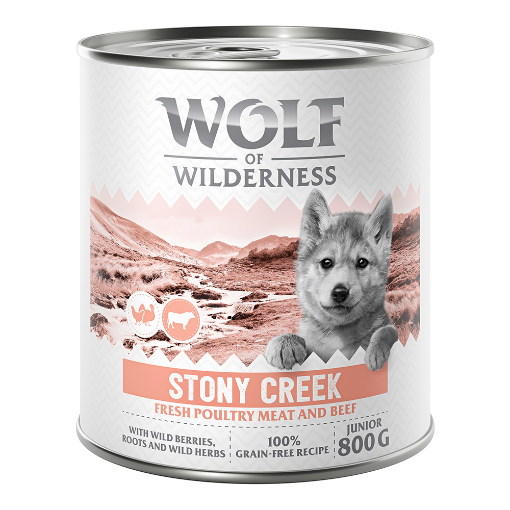 Wolf of Wilderness Junior - mit viel frischem Geflügel 6 x 800 g - Stony Creek - Geflügel mit Rind von Wolf of Wilderness