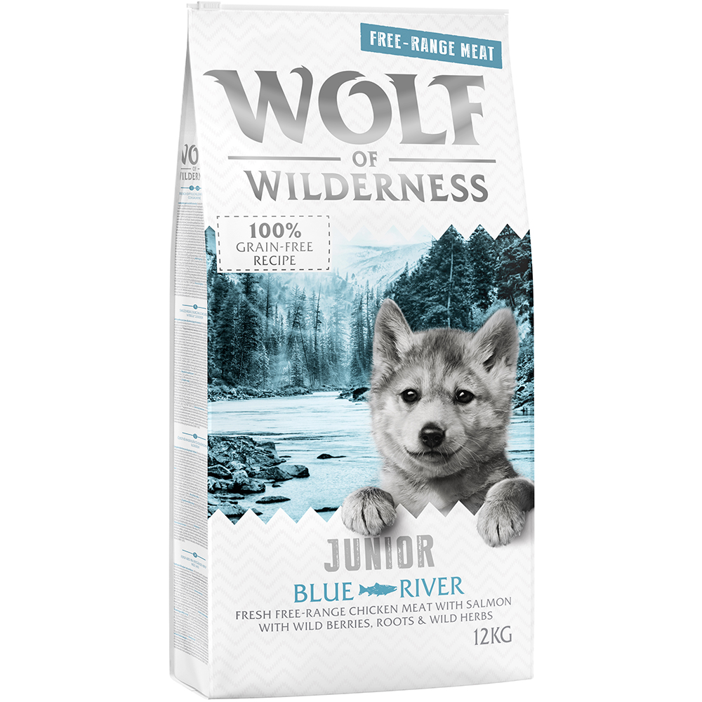 Wolf of Wilderness Junior "Blue River" - Freilandhuhn & Lachs - 12 kg von Wolf of Wilderness