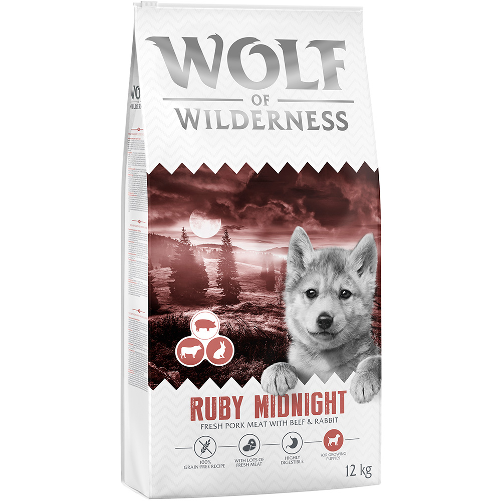 Wolf of Wilderness Junior "Ruby Midnight" Rind & Kaninchen - getreidefreie Rezeptur - 1 kg von Wolf of Wilderness