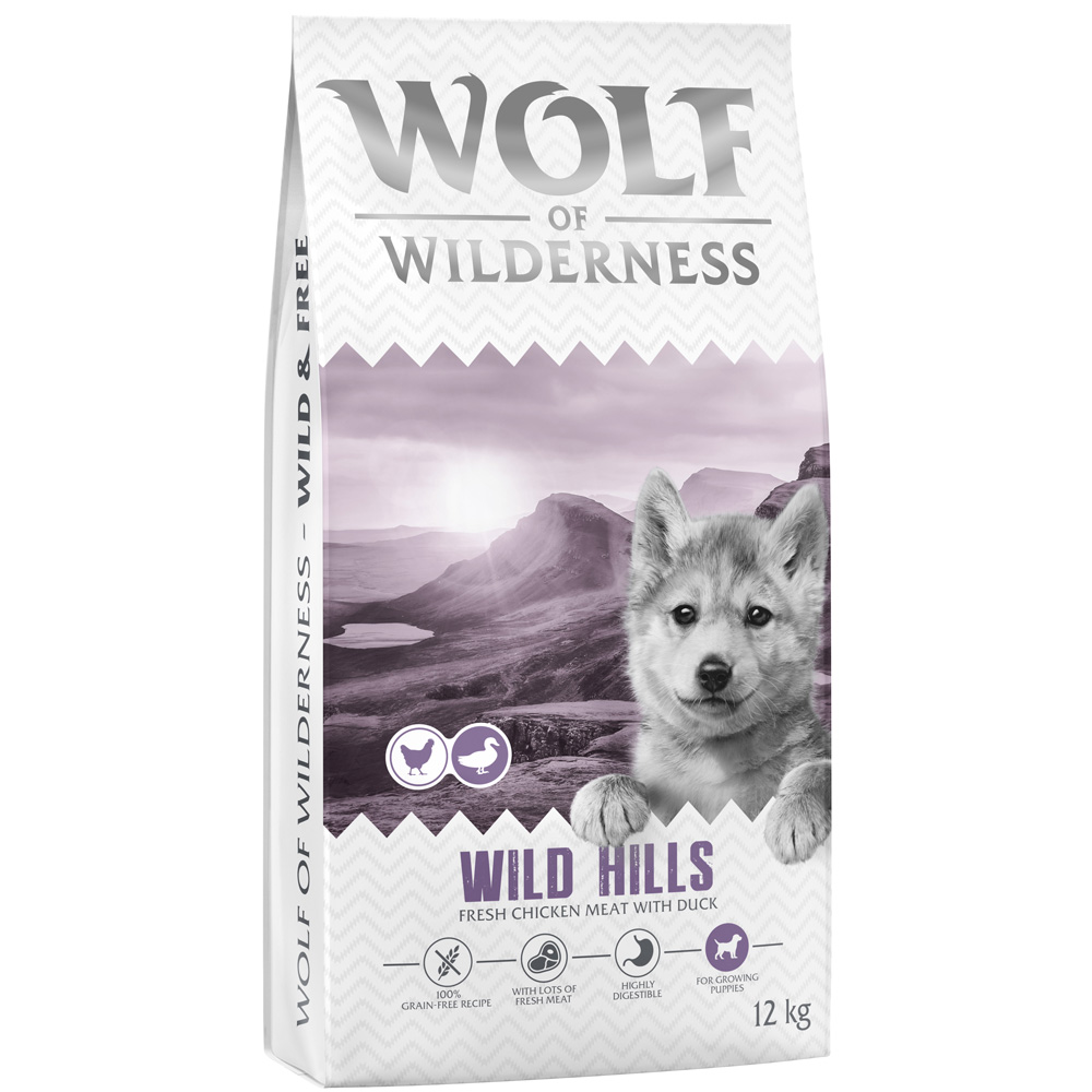 Wolf of Wilderness Junior "Wild Hills" Ente - getreidefrei - Sparpaket: 2 x 12 kg neu von Wolf of Wilderness
