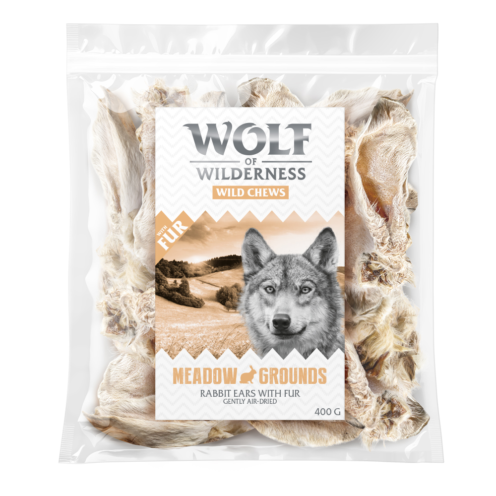 Wolf of Wilderness - Kaninchenohren mit Fell - Sparpaket: 2 x 400 g (800 g) von Wolf of Wilderness