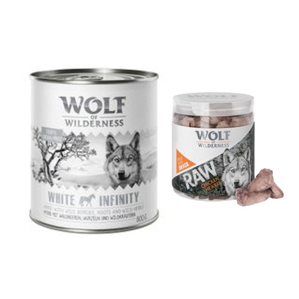 Wolf of Wilderness Kombi-Paket: 24 x 800 g Nassfutter + 4 x 70 g RAW Snacks - Wild Hills - Ente + Hühnerherzen Wolf of Wilderness Kombi-Paket: 24 x 800 g Nassfutter + 4 x 70 g RAW Snacks - Wild Hills - Ente + Hühnerherzen von Wolf of Wilderness