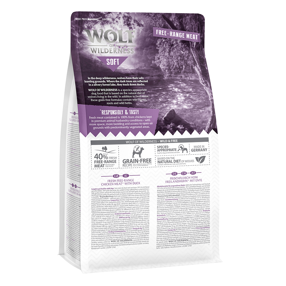 Wolf of Wilderness Mini "Soft - Silvery Lakes" Freiland-Huhn & Ente - getreidefrei Sparpaket 5 x 1 kg von Wolf of Wilderness