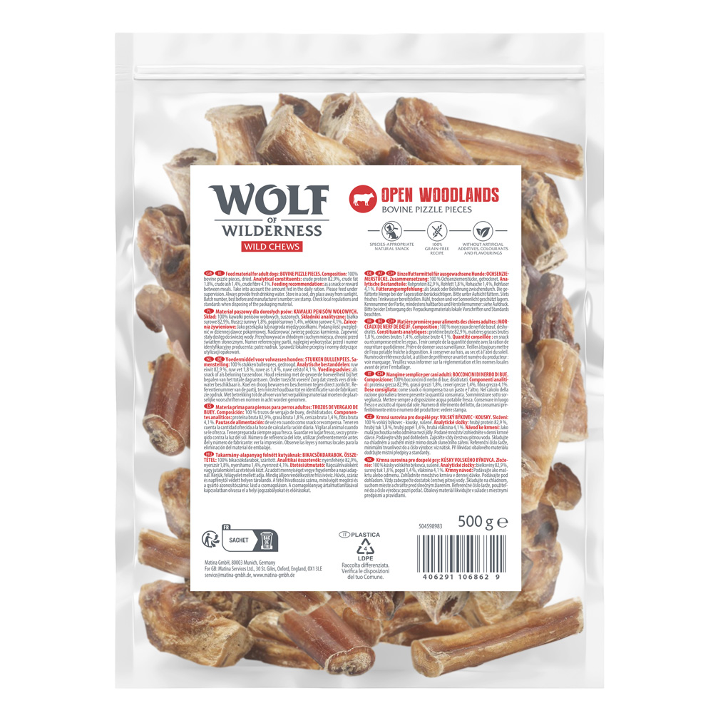 Wolf of Wilderness Ochsenziemerstücke "Open Woodlands" - 3 x 500g von Wolf of Wilderness