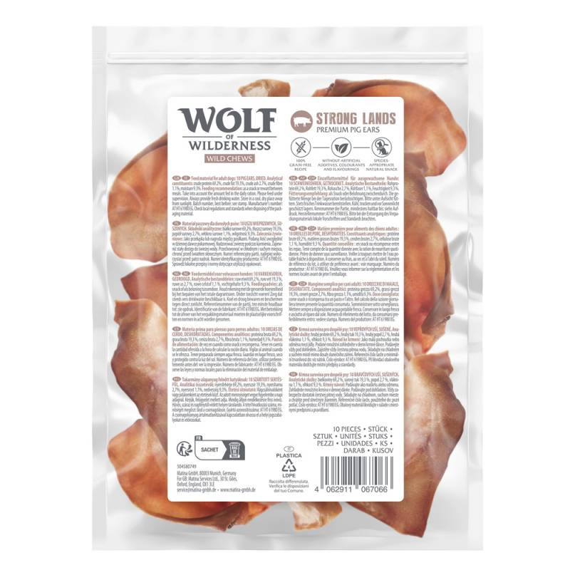 Wolf of Wilderness Premium Schweineohren "Strong Lands"  - 10 Stück von Wolf of Wilderness