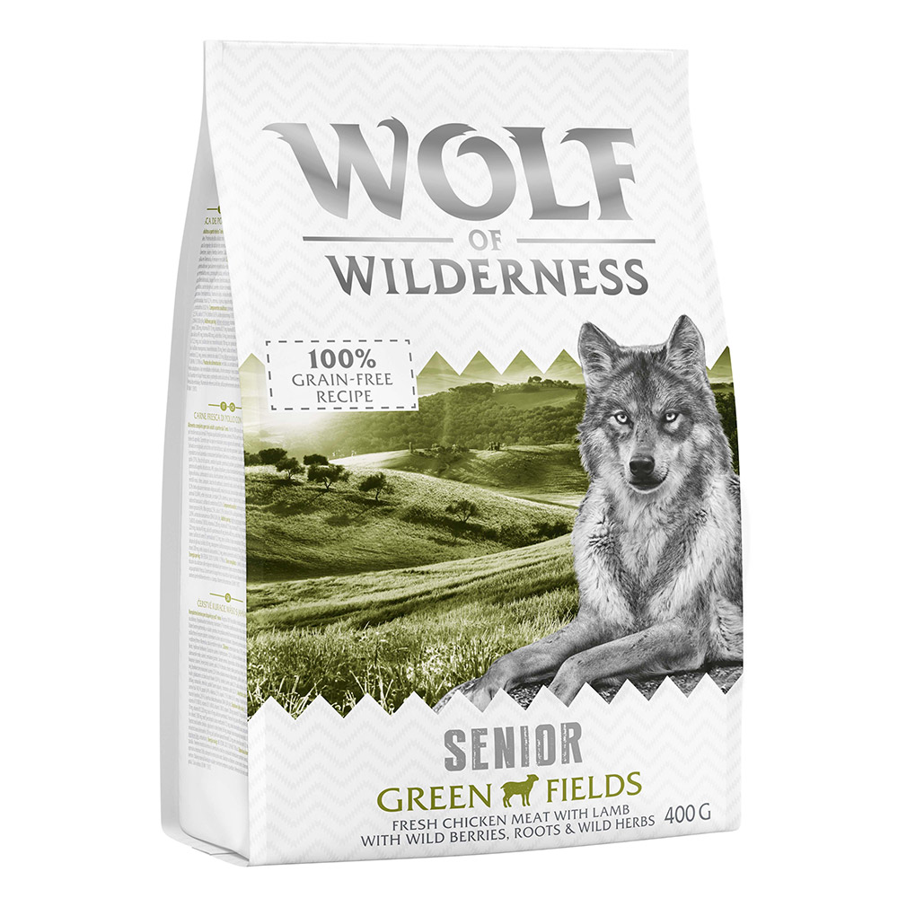 Wolf of Wilderness Probierbeutel - getreidefrei - SENIOR Green Fields - Lamm (400g) von Wolf of Wilderness