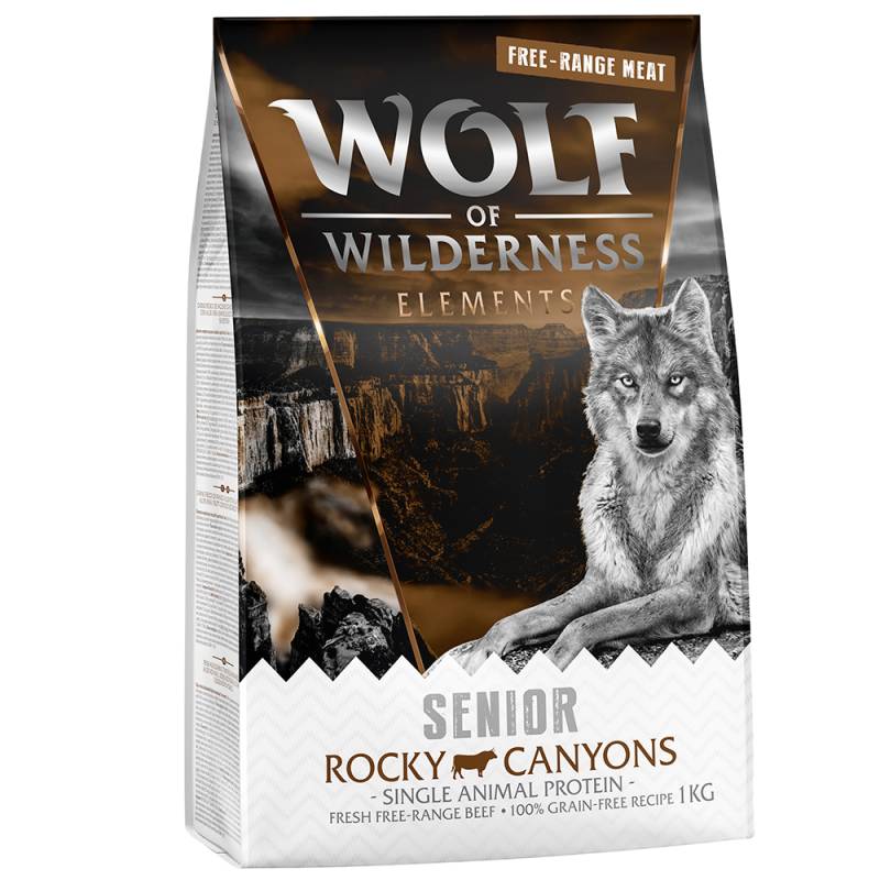 Wolf of Wilderness SENIOR "Rocky Canyons" Freiland-Rind - getreidefrei - 1 kg von Wolf of Wilderness