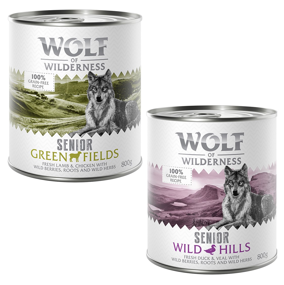 Wolf of Wilderness Senior - Duo-Protein 6 / 24 x 800 g  - 24 x 800 g: Mix 12x Lamm, 12x Ente von Wolf of Wilderness
