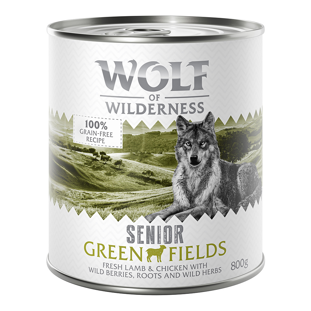 Wolf of Wilderness Senior - Duo-Protein 6 / 24 x 800 g  - 6 x 800 g: Green Fields - Lamm & Huhn von Wolf of Wilderness