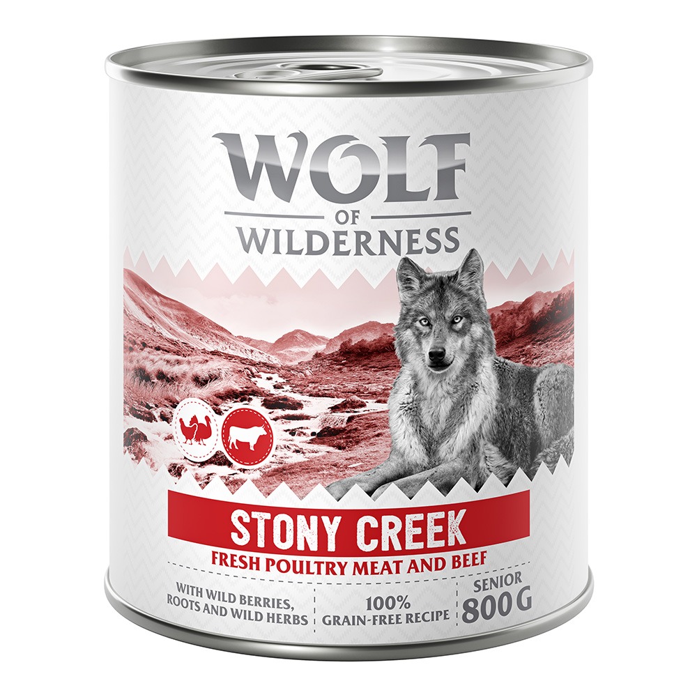 Wolf of Wilderness Senior 6 x 800 g - Mit viel frischem Geflügel  - Stony Creek - Geflügel mit Rind von Wolf of Wilderness