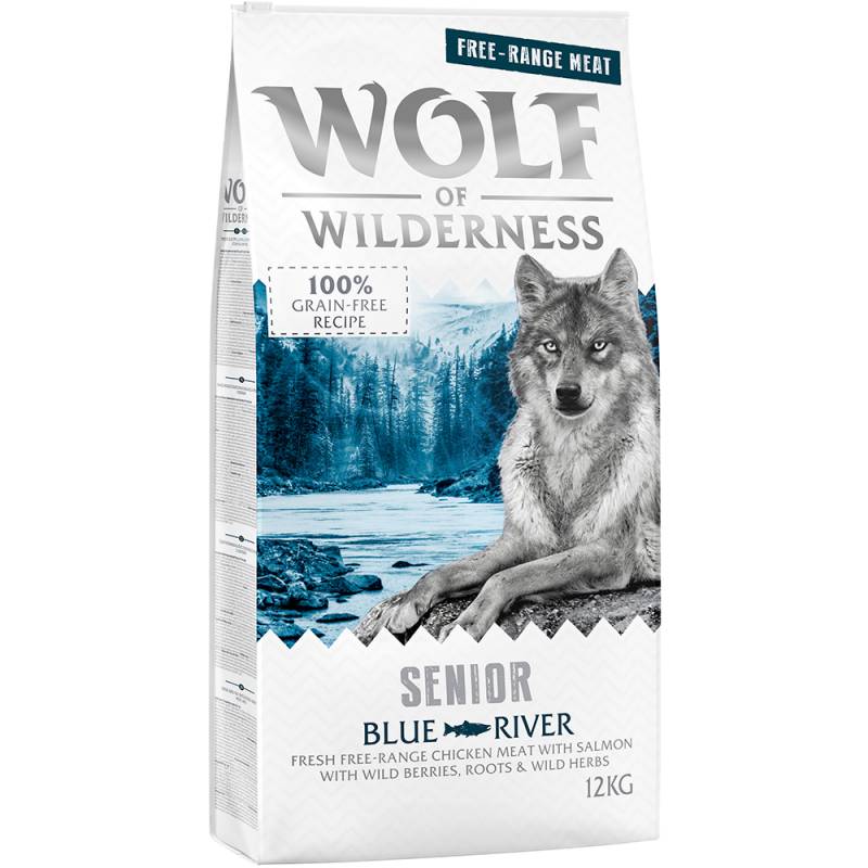 Wolf of Wilderness Senior "Blue River" - Freilandhuhn & Lachs - 12 kg von Wolf of Wilderness