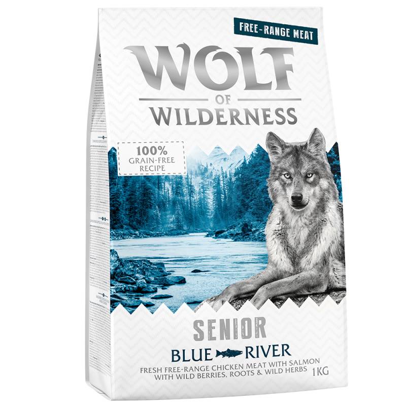 Wolf of Wilderness Senior "Blue River" - Freilandhuhn & Lachs - Sparpaket: 5 x 1 kg von Wolf of Wilderness