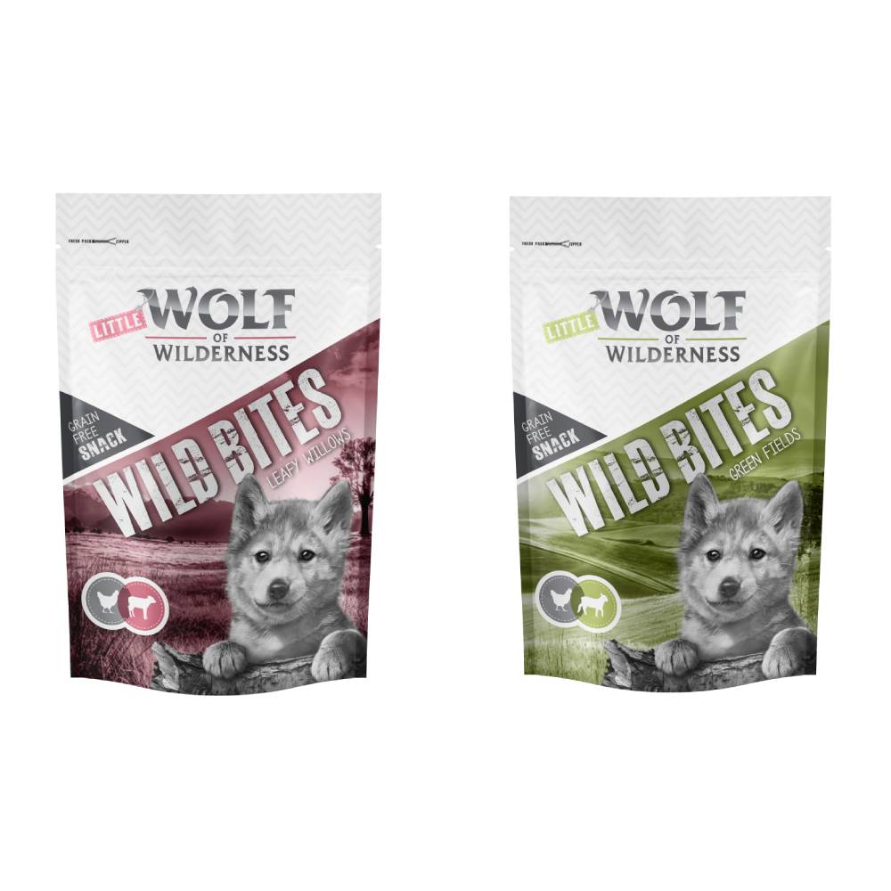 Wolf of Wilderness Snack - Junior Wild Bites 180 g - Mix: 1x Green Fields, 1x Leafy Willows von Wolf of Wilderness