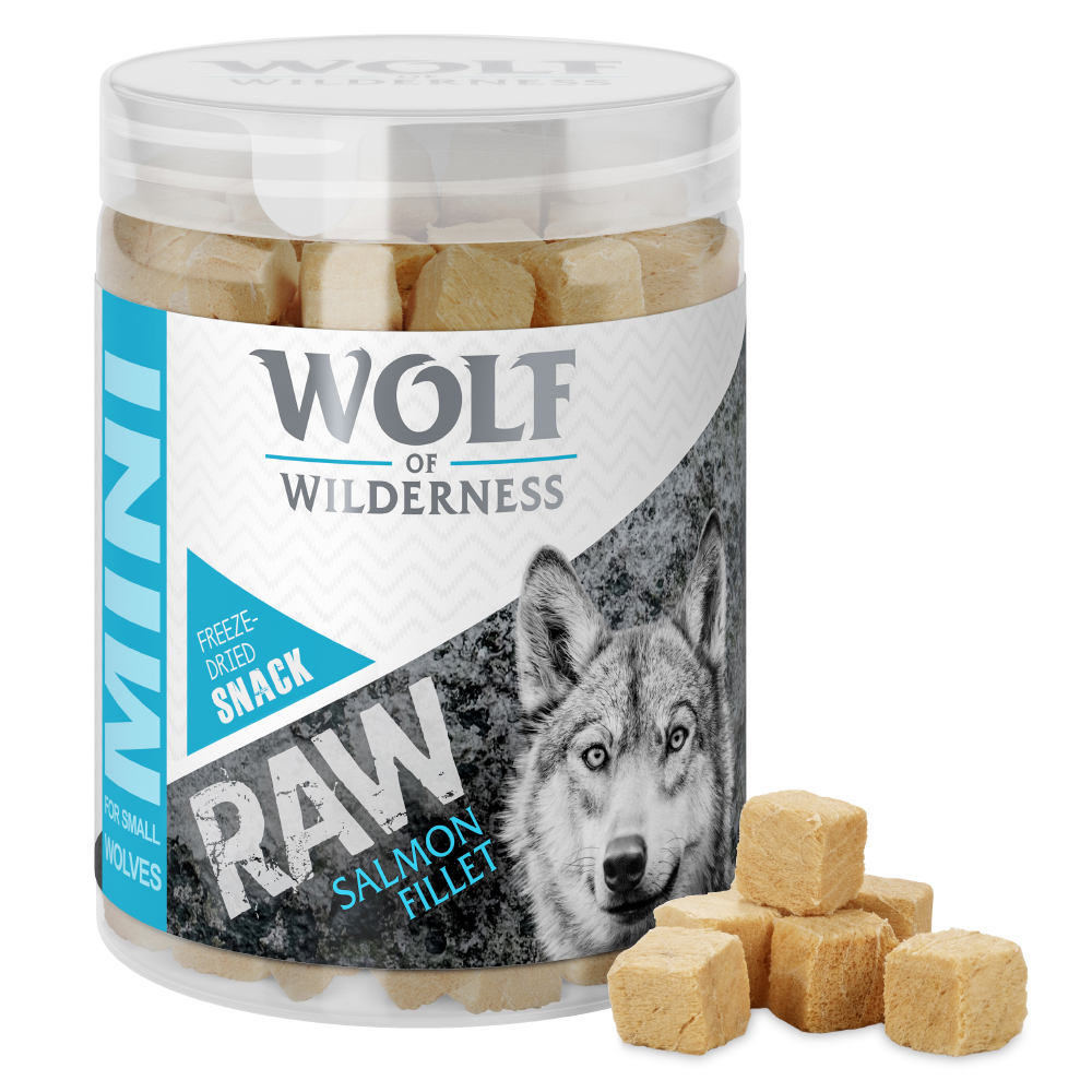 Wolf of Wilderness Snack zum Sonderpreis! - RAW (gefriergetrocknet): Mini Lachsfilet, kleine Würfel (50 g) von Wolf of Wilderness