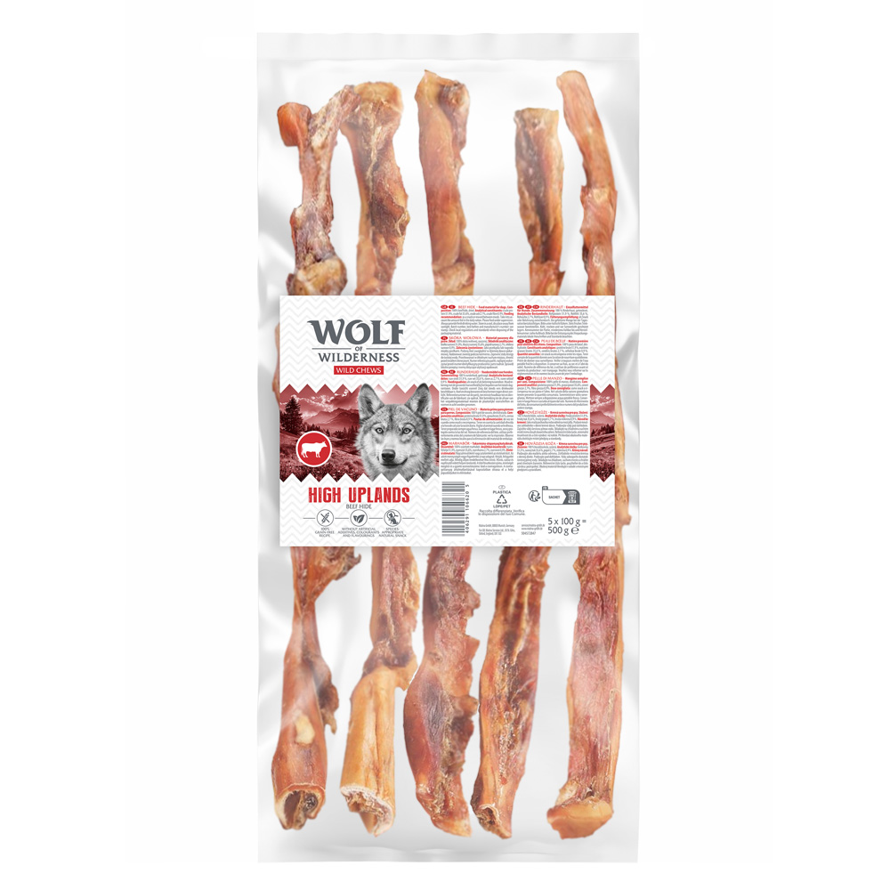 Wolf of Wilderness Snack zum Sonderpreis! - Rinderkopfhaut extra lang "High Uplands": 5 Stück (500 g) von Wolf of Wilderness