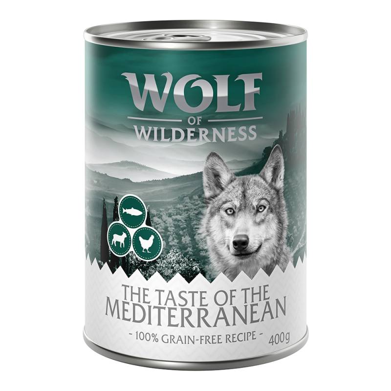 Wolf of Wilderness Adult - "The Taste Of" 6 x 400 g - 6 x 400g: Taste Of  The Mediterranean - Lamm, Huhn, Forelle von Wolf of Wilderness