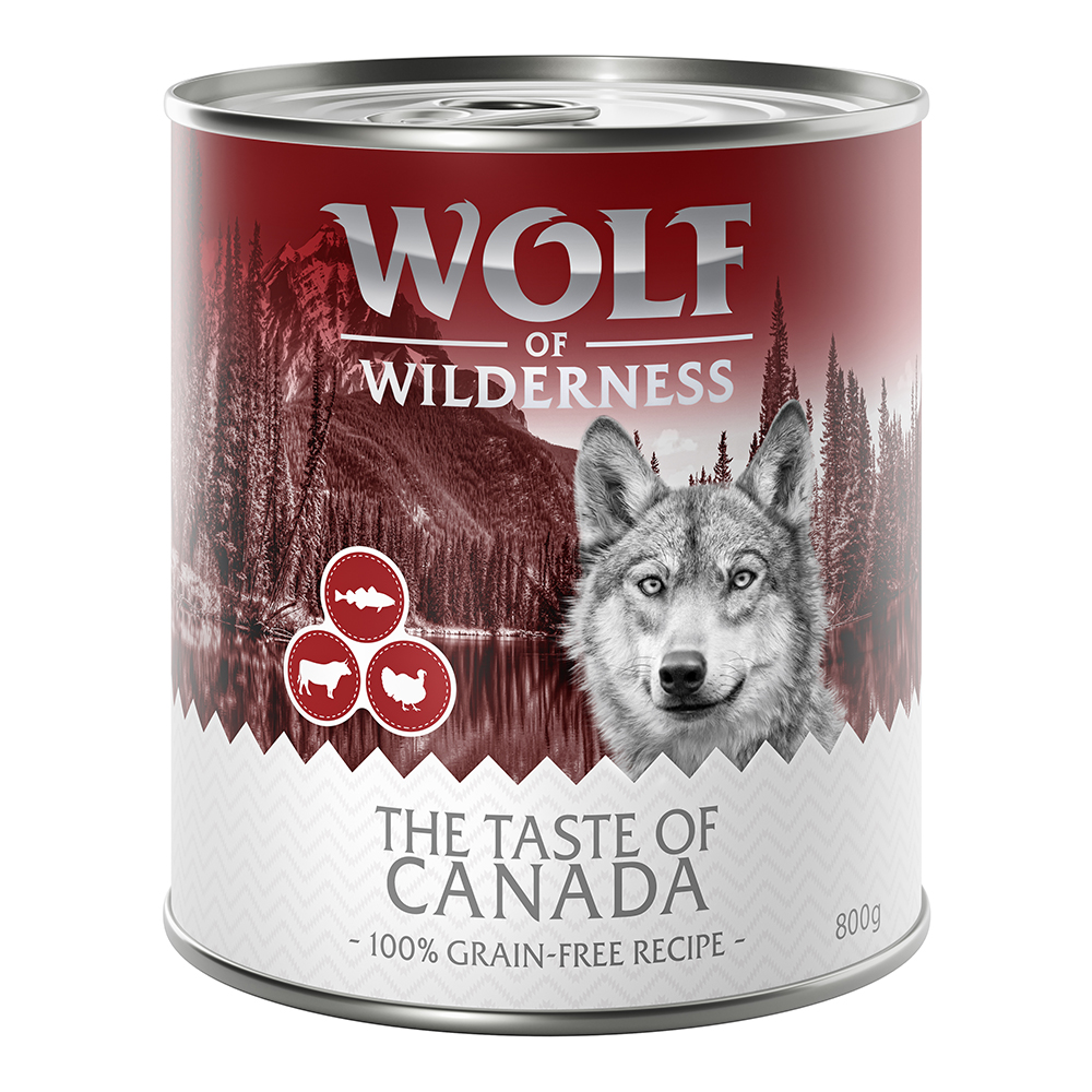 Wolf of Wilderness Adult - "The Taste Of" 6 x 800 g  -  Canada - Rind, Pute, Kabeljau von Wolf of Wilderness