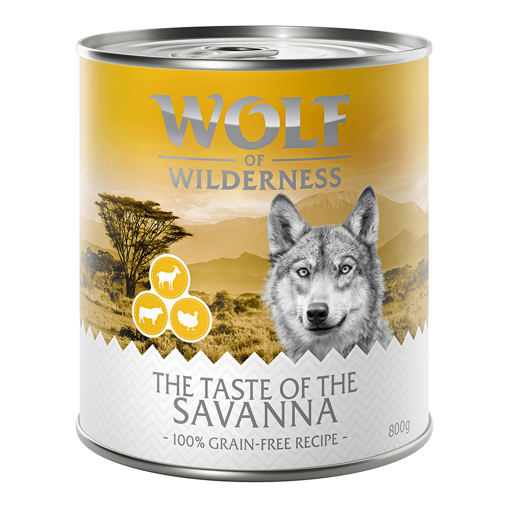Wolf of Wilderness Adult - "The Taste Of" 6 x 800 g  - The Savanna - Pute, Rind, ZIEGE von Wolf of Wilderness
