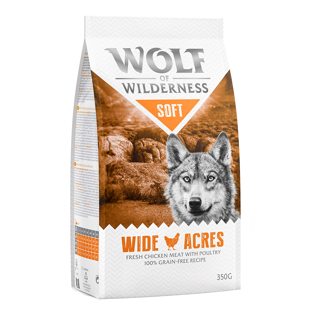 Wolf of Wilderness Probierbeutel - getreidefrei - halbfeucht: SOFT Wide Acres - Huhn (350 g) von Wolf of Wilderness