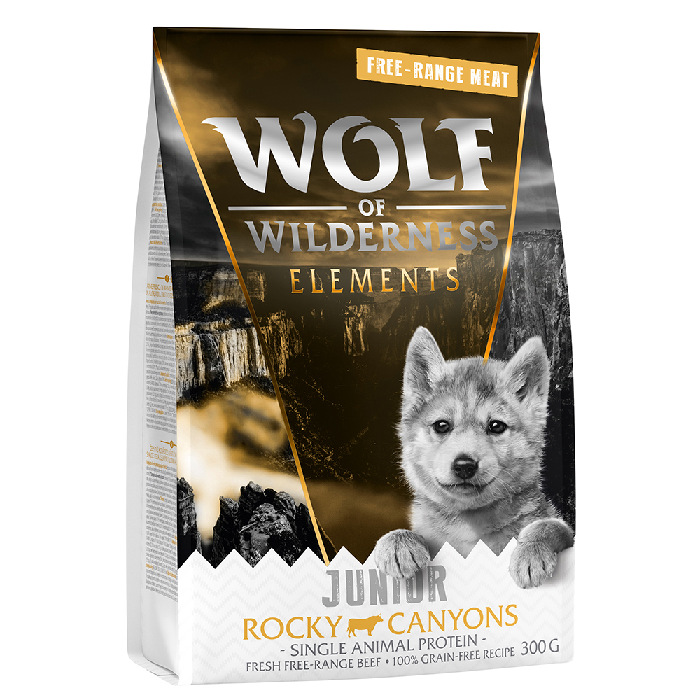 Wolf of Wilderness Probierbeutel - getreidefrei - Single Protein: JUNIOR Rocky Canyons - Freiland-Rind (300 g) von Wolf of Wilderness