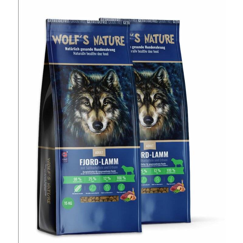 Wolf's Nature Adult Fjord-Lamm Sparpaket 2 x 15 kg (4,60 € pro 1 kg) von Wolf's Nature