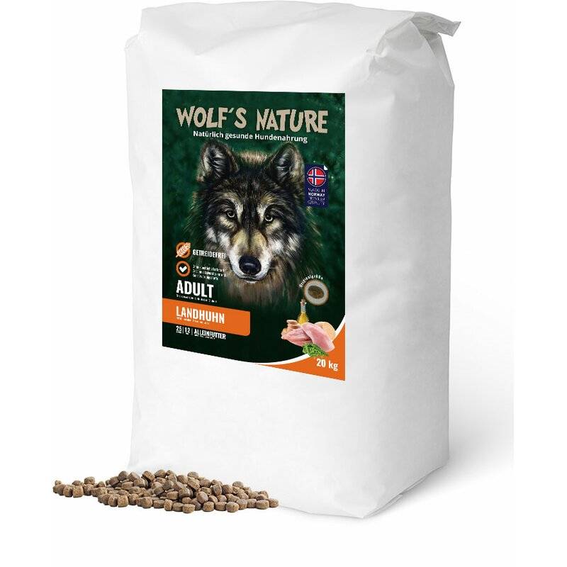Wolf's Nature Adult Landhuhn - 20 kg (4,50 € pro 1 kg) von Wolf's Nature