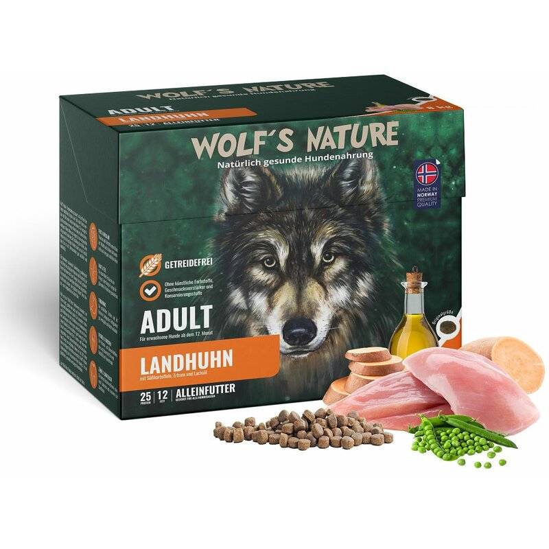 Wolf's Nature Adult Landhuhn - 8 kg (5,87 € pro 1 kg) von Wolf's Nature