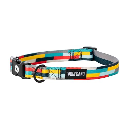 WOLFGANG Strapazierfähiges, verstellbares Hundehalsband mit Schnellverschluss-Nylon-Schnalle für Spaziergänge und Training, Mixtape-Druck, Größe M WOLFGANG Strapazierfähiges, verstellbares Hundehalsband mit Schnellverschluss-Nylon-Schnalle für Spaziergänge und Training, Mixtape-Druck, Größe M von Wolfgang Man & Beast