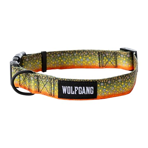 Wolfgang Hundehalsband, strapazierfähig, verstellbar, breit, mit Schnellverschluss-Nylon-Schnalle, für Spaziergänge und Training, BrookTrout Print, Größe M Wolfgang Hundehalsband, strapazierfähig, verstellbar, breit, mit Schnellverschluss-Nylon-Schnalle, für Spaziergänge und Training, BrookTrout Print, Größe M von Wolfgang Man & Beast
