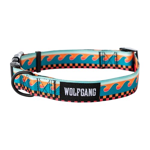 Wolfgang Hundehalsband, strapazierfähig, verstellbar, breit, mit Schnellverschluss-Nylon-Schnalle, für Spaziergänge und Training, BuenaOnda-Druck, Größe L von Wolfgang Man & Beast