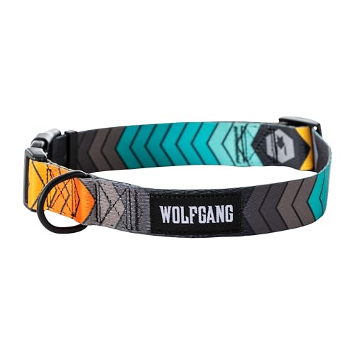 Wolfgang Hundehalsband, strapazierfähig, verstellbar, breit, mit Schnellverschluss-Nylon-Schnalle, für Spaziergänge und Training, ChevTech-Druck, Größe M von Wolfgang Man & Beast