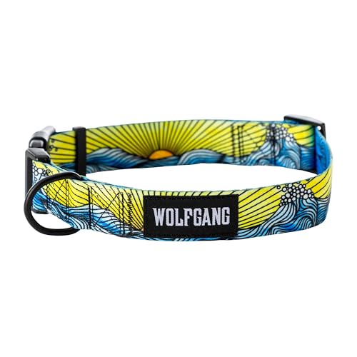 Wolfgang Hundehalsband, strapazierfähig, verstellbar, breit, mit Schnellverschluss-Nylon-Schnalle, für Spaziergänge und Training, DawnPatrol-Druck, Größe M von Wolfgang Man & Beast