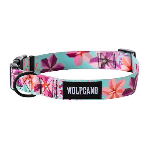 Wolfgang Hundehalsband, strapazierfähig, verstellbar, breit, mit Schnellverschluss-Nylon-Schnalle, für Spaziergänge und Training, Digifloral-Druck, Größe L von Wolfgang Man & Beast
