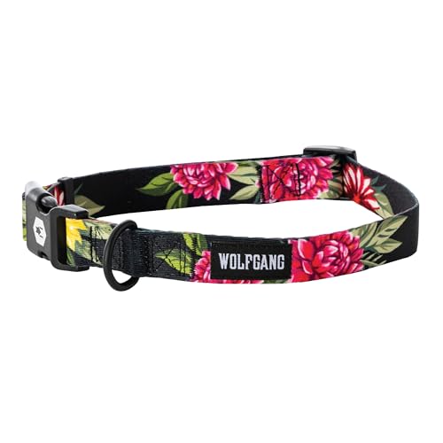 Wolfgang Hundehalsband, strapazierfähig, verstellbar, breit, mit Schnellverschluss-Nylon-Schnalle, für Spaziergänge und Training, Dunkelblumen-Druck, Größe XL Wolfgang Hundehalsband, strapazierfähig, verstellbar, breit, mit Schnellverschluss-Nylon-Schnalle, für Spaziergänge und Training, Dunkelblumen-Druck, Größe XL von Wolfgang Man & Beast