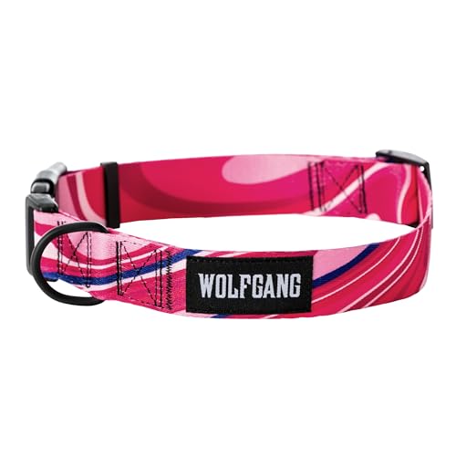 Wolfgang Hundehalsband, strapazierfähig, verstellbar, breit, mit Schnellverschluss-Nylon-Schnalle, für Spaziergänge und Training, MarbleSwirl Print, Größe M von Wolfgang Man & Beast