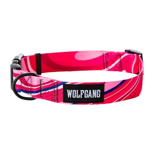 Wolfgang Hundehalsband, strapazierfähig, verstellbar, breit, mit Schnellverschluss-Nylon-Schnalle, für Spaziergänge und Training, Marmorwirbel, Größe L von Wolfgang Man & Beast