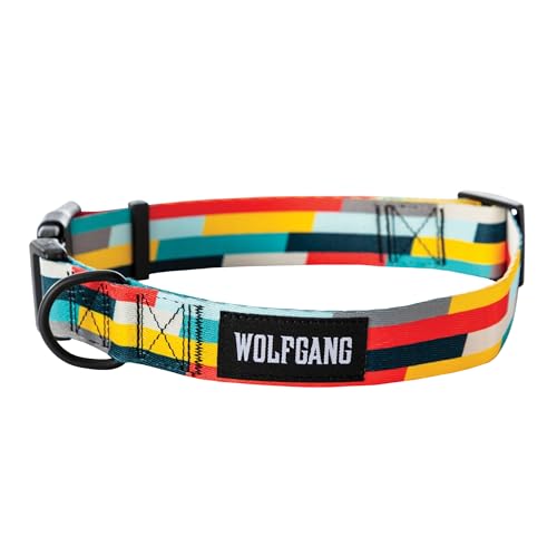 Wolfgang Hundehalsband, strapazierfähig, verstellbar, breit, mit Schnellverschluss-Nylon-Schnalle, für Spaziergänge und Training, Mixtape-Druck, Größe L von Wolfgang Man & Beast