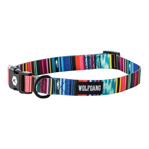 Wolfgang Hundehalsband, strapazierfähig, verstellbar, breit, mit Schnellverschluss-Nylon-Schnalle, für Spaziergänge und Training, Quetzal-Druck, Größe L von Wolfgang Man & Beast
